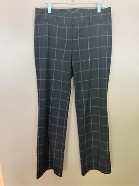 LOFT Black Pants with Gray Windowpane Grid